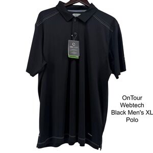 NWT Ontour Webtech Black Men's XL Golf‎ Polo Shirt Moisture Wicking Sport